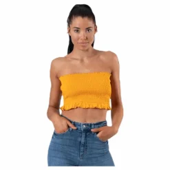 Only Sunny Bandeau Smock Top Yellow Gul Outlet