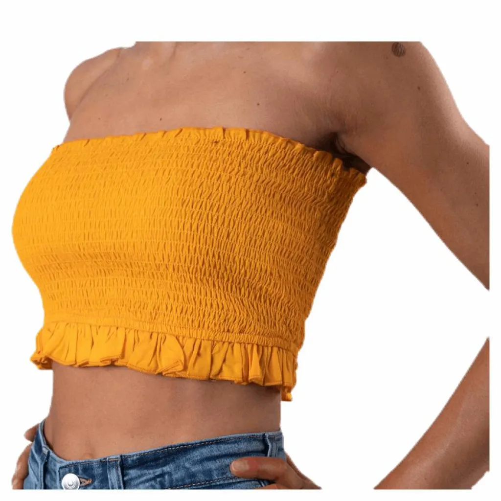Only Sunny Bandeau Smock Top Yellow Gul Outlet