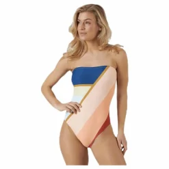 Rip Curl Sunsetters Block Swimsuit Pink Rosa Clearance