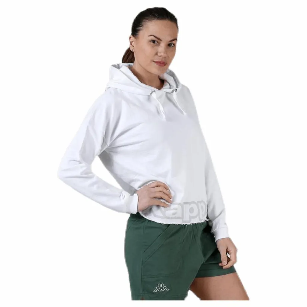 Kappa Sweat Hood, Logo Biba White Vit Outlet