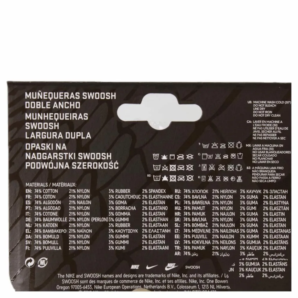 Nike EQ Swoosh Doublewide Wristbands White/Black Sale