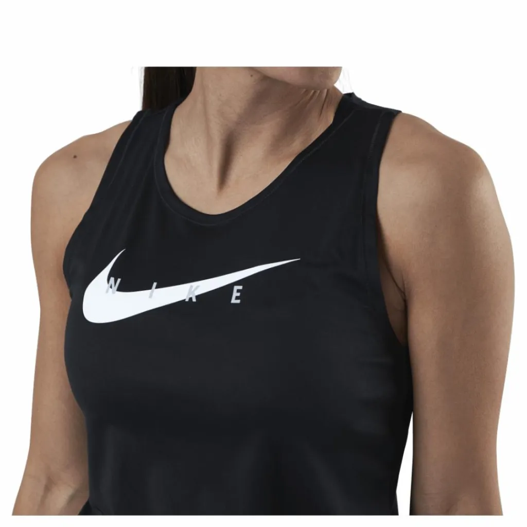 Nike Swoosh Running Tank Black/Silver Svart Hot