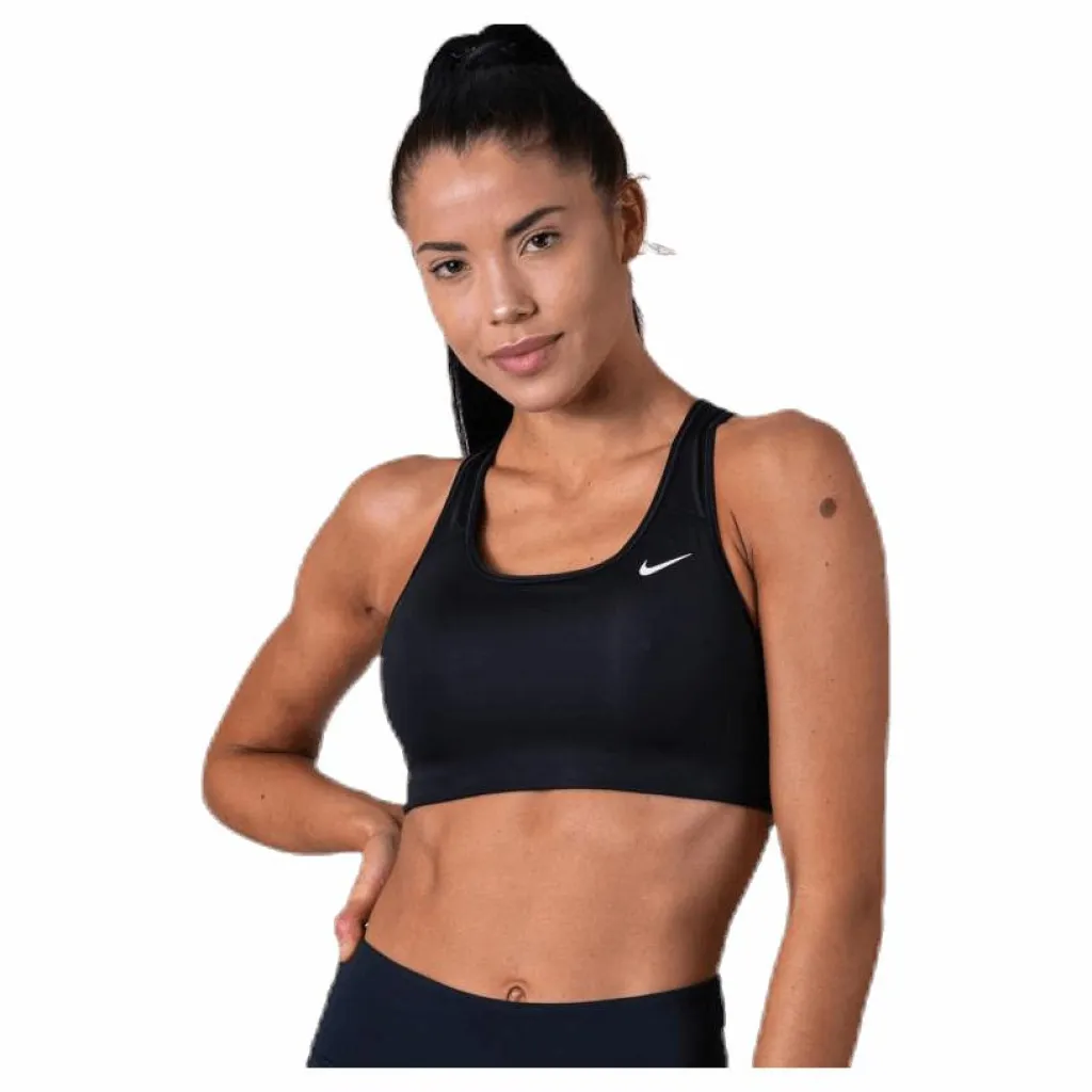 Swoosh Women's Medium-Support Non-Padded Sports Bra BLACK/WHITE/WHITE*Nike Clearance