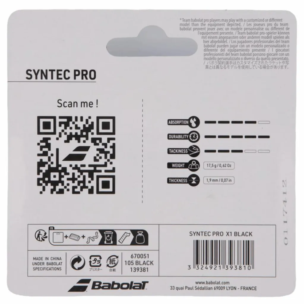 Syntec Pro 1-pack Black*Babolat Discount