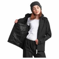 Didriksons Tera Girls Rain Jacket Black Svart Clearance