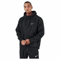 Nike Therma-FIT Men's Full-Zip Fitness Hoodie BLACK/BLACK/WHITE Svart Online