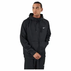 Nike Therma-FIT Men's Full-Zip Fitness Hoodie BLACK/BLACK/WHITE Svart Online