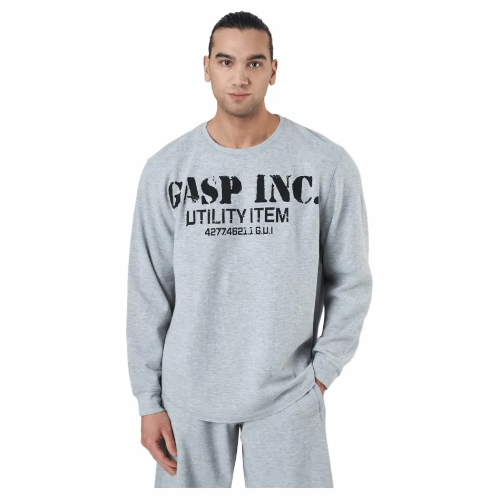 GASP Thermal Gym Sweater Grey Melange Grå Online