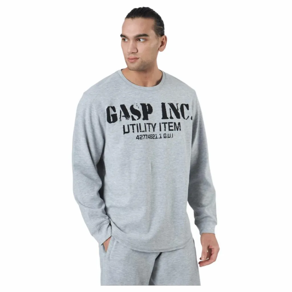 GASP Thermal Gym Sweater Grey Melange Grå Online