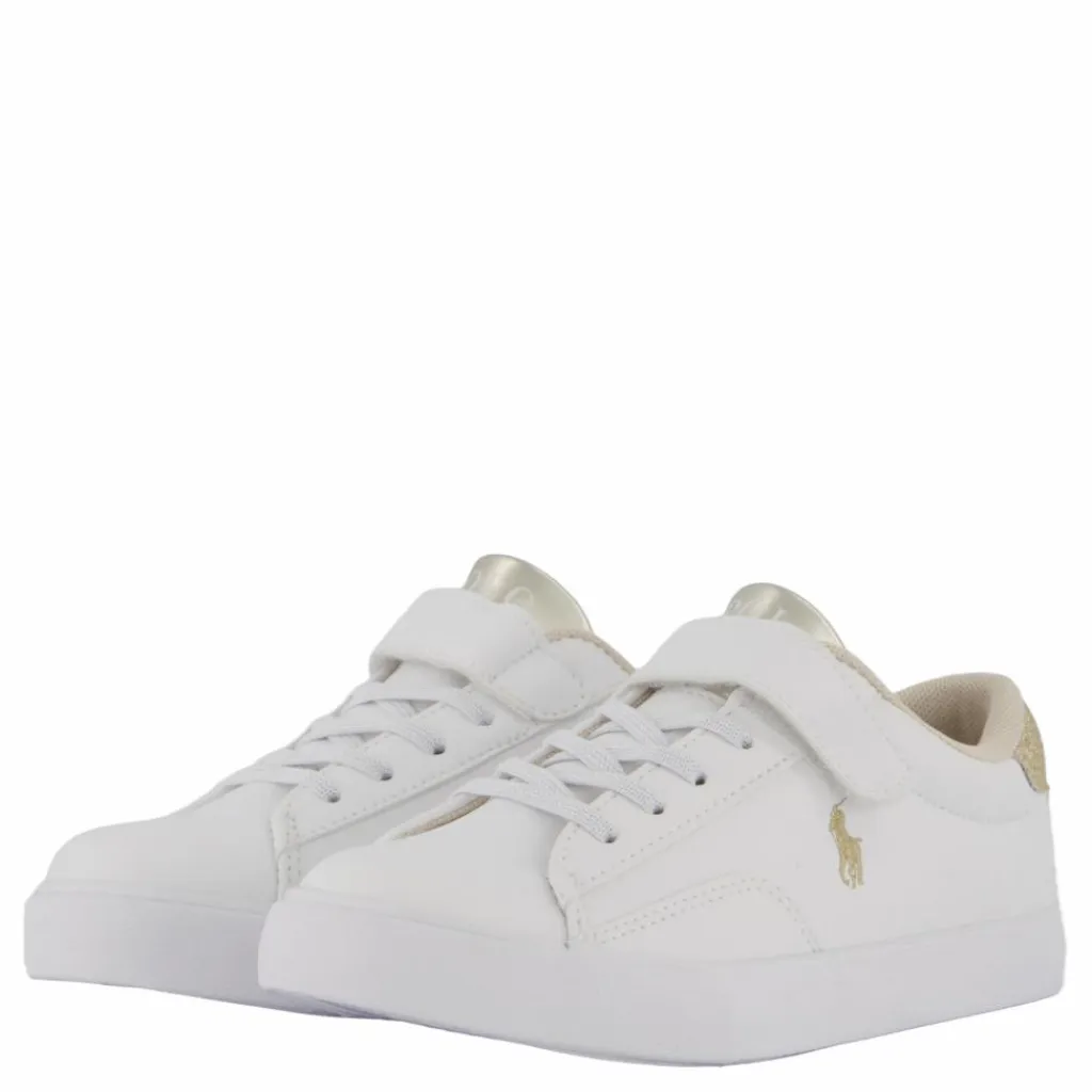 Theron V Ps White Smooth Pu/gold Metallick*Ralph Lauren Junior New