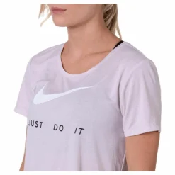 Nike Top SS Swoosh Run Pink/White Lila Sale