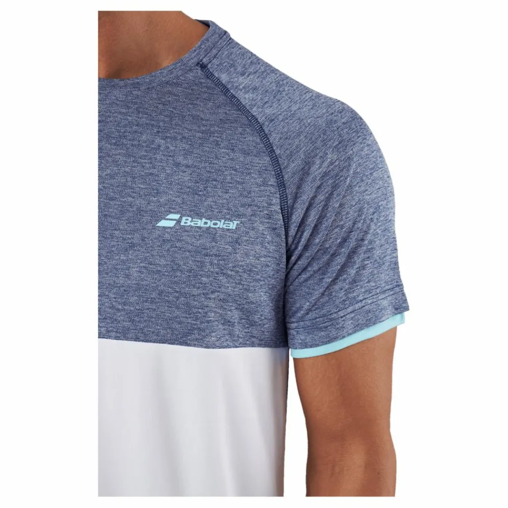 T-shirt Play Crew Neck White Blue*Babolat Discount