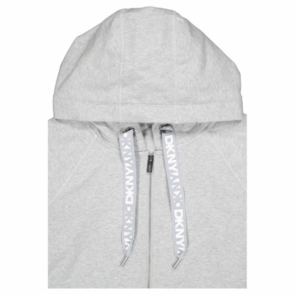 Two Tone Logo Drawcord Zip Hoo Pearl Grey Heather*DKNY Sport Sale