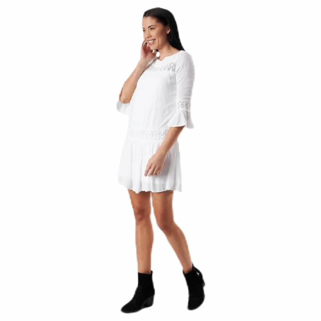 Tyra 3/4 Flare Short Dress Wvn White*Only Online