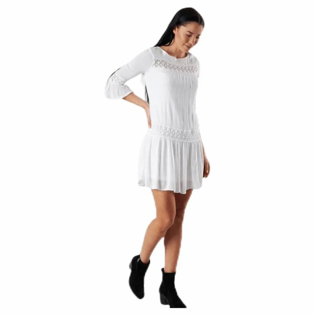 Tyra 3/4 Flare Short Dress Wvn White*Only Online