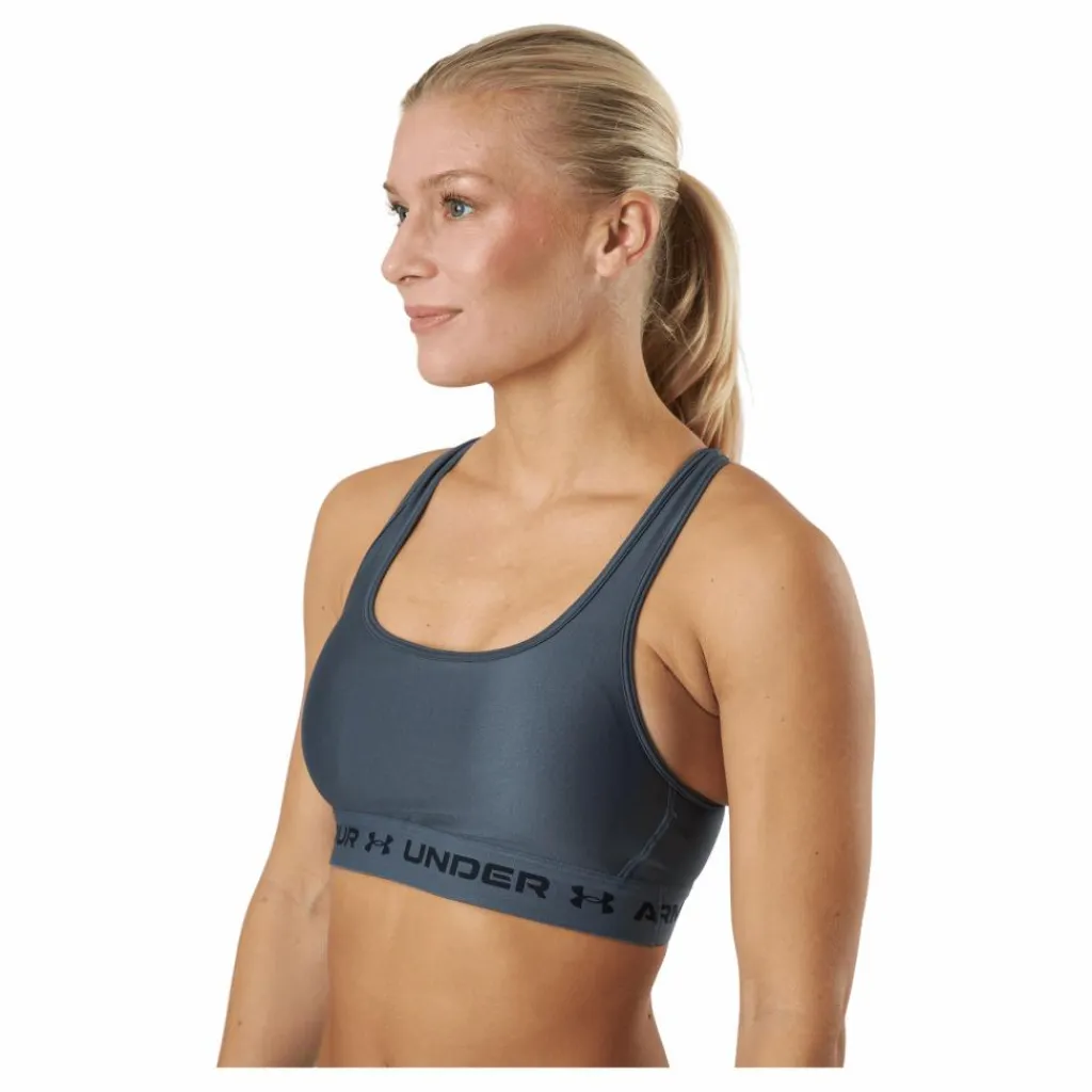 Under Armour Ua Crossback Mid Bra Pitch Gray Blå New