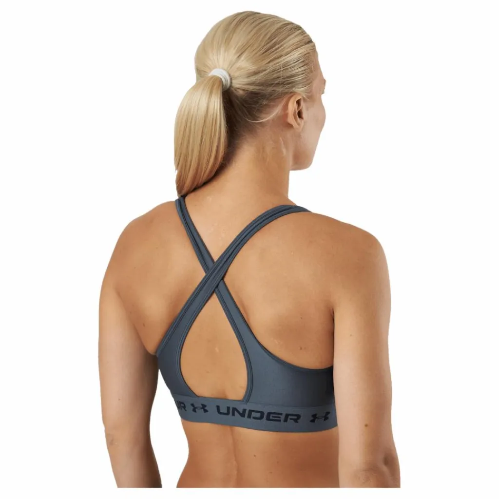 Under Armour Ua Crossback Mid Bra Pitch Gray Blå New