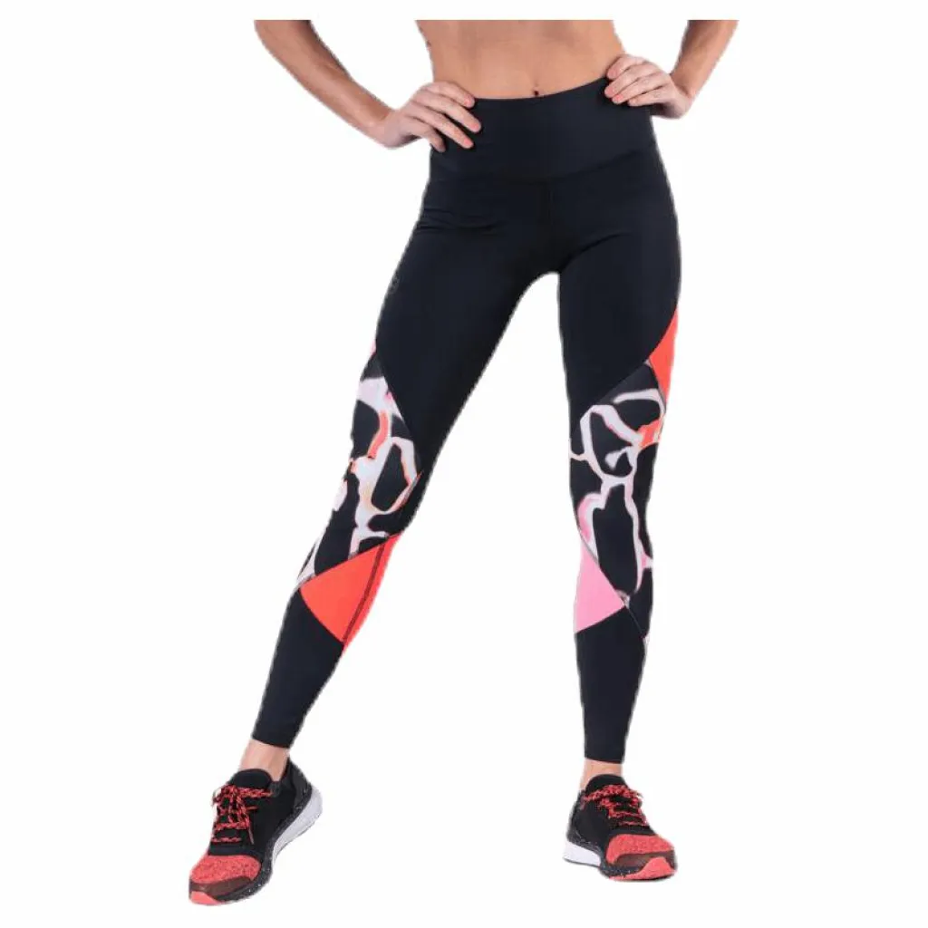 Under Armour UA Rush Print Color Block Leggings Black Svart New