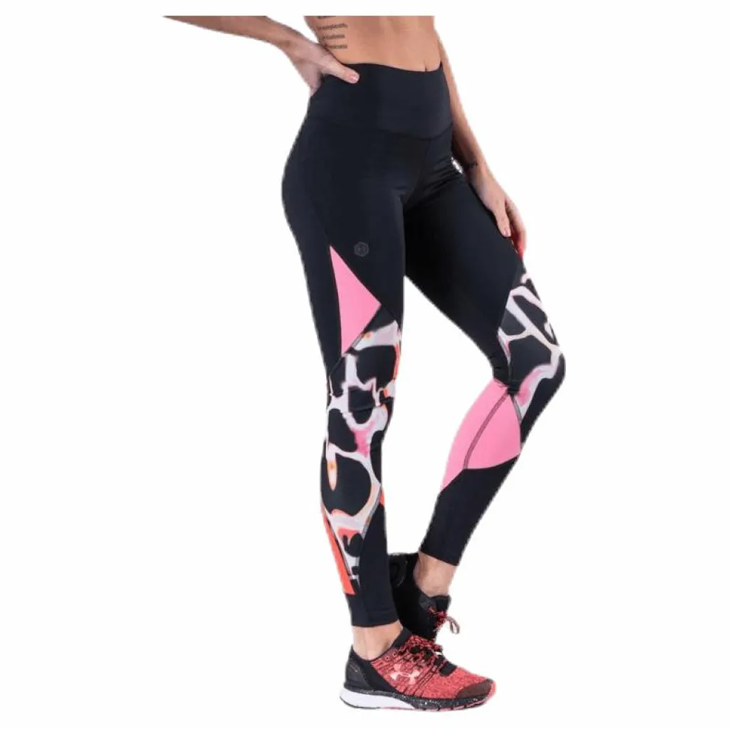Under Armour UA Rush Print Color Block Leggings Black Svart New
