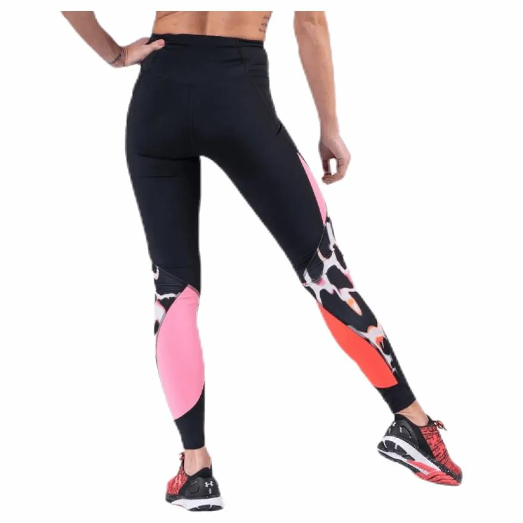 Under Armour UA Rush Print Color Block Leggings Black Svart New