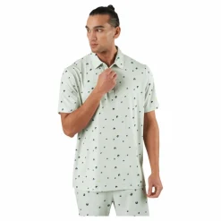Ultimate365 Allover Print Golf Polo Shirt Linen Green / Shadow Green / Impact Yellow*adidas