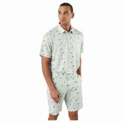 Ultimate365 Allover Print Golf Polo Shirt Linen Green / Shadow Green / Impact Yellow*adidas