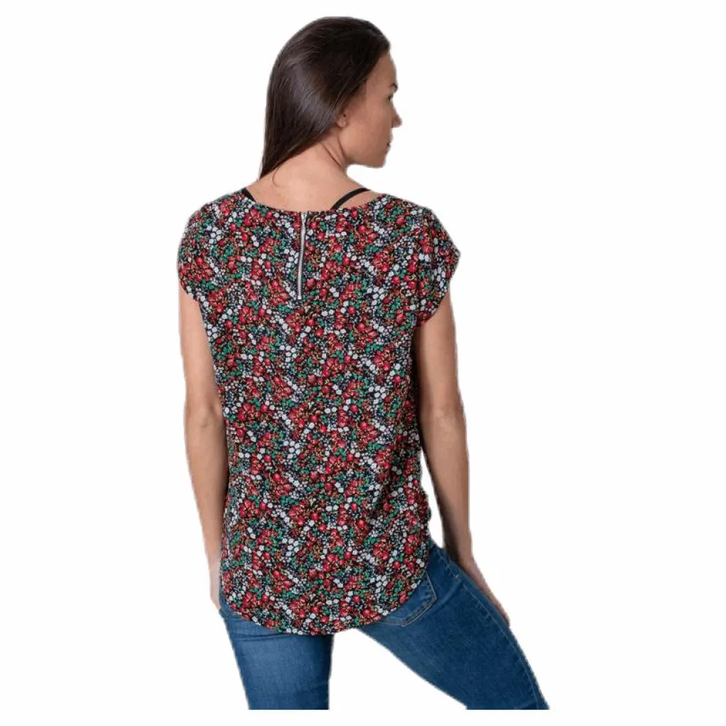 Vic Ss Aop Top Wvn Black*Only Online