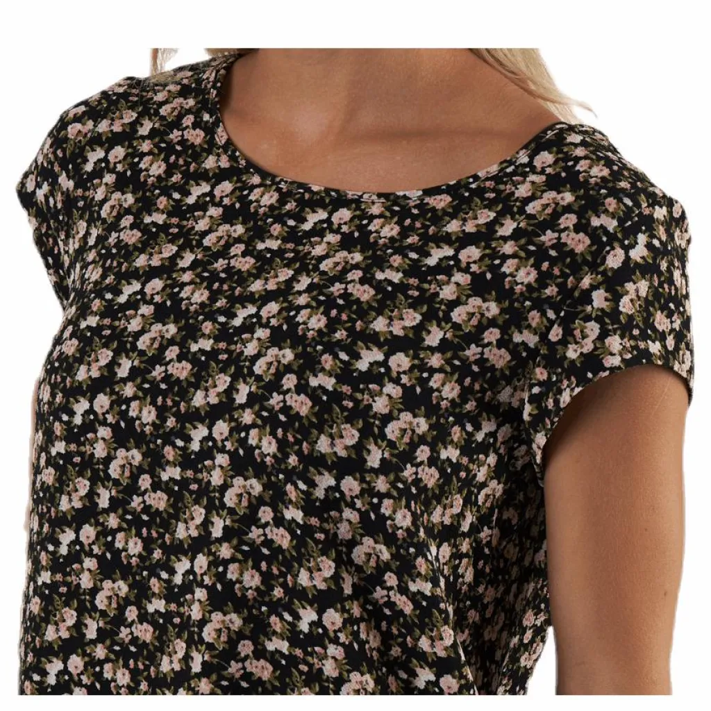 Only Vic Ss Aop Top Wvn Black Svart Discount