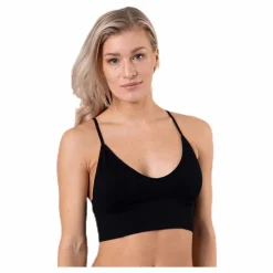 Only Vicky Rib Seamless V-Neck Top Black Svart