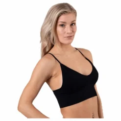 Only Vicky  Rib Seamless V-Neck Top Black Svart