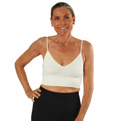 Only Vicky Rib Seamless V-Neck Top White Vit Discount