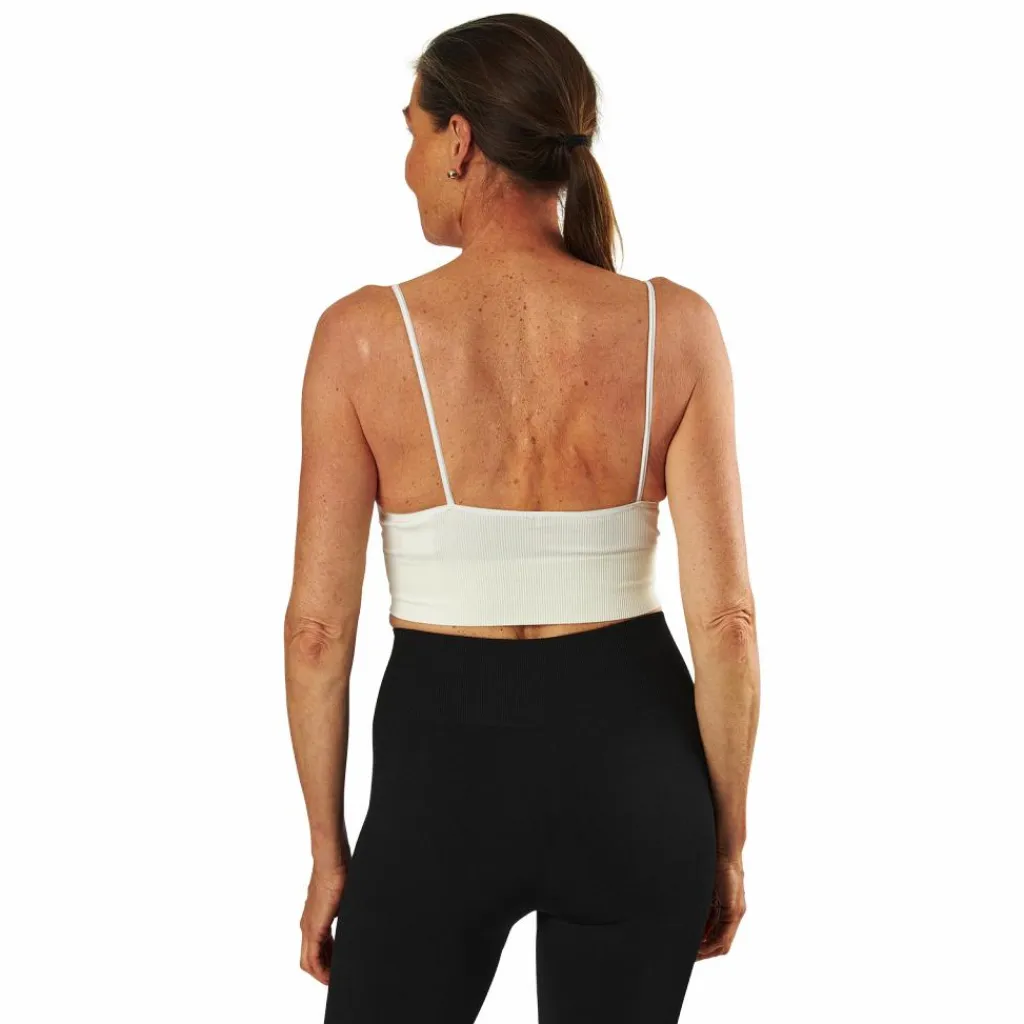 Only Vicky Rib Seamless V-Neck Top White Vit Discount