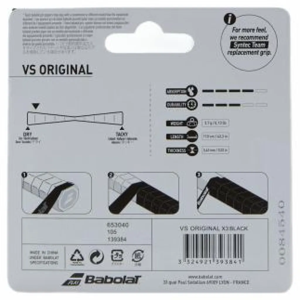 Babolat VS Grip Orginal 3-Pack black Svart Clearance