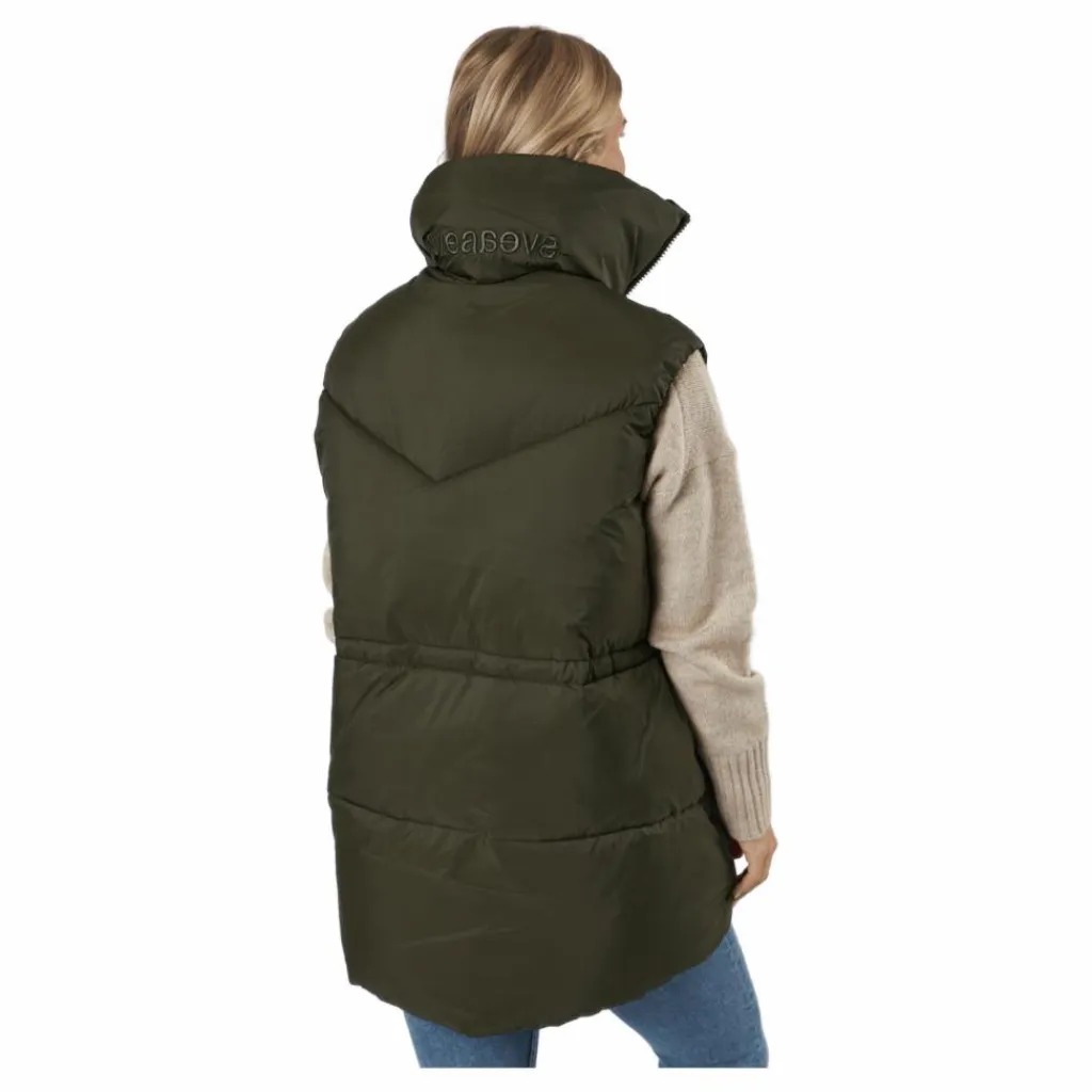 Svea W. Generous Hip Length Vest Dark Army Grön