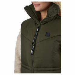 Svea W. Generous Hip Length Vest Dark Army Grön