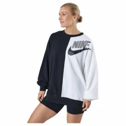 Nike W Nsw Ft Flc Oos Crew Dnc Black/white Svart och Vit Online