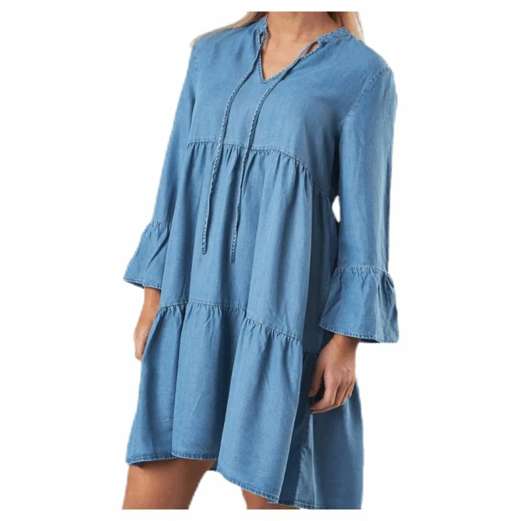 Pieces Why Abby 3/4 Lyocell Dress-Bi Blue Blå Clearance