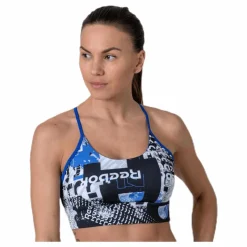 Reebok Wor Myt Aop Bra Blue/Black Flerfärgad Discount