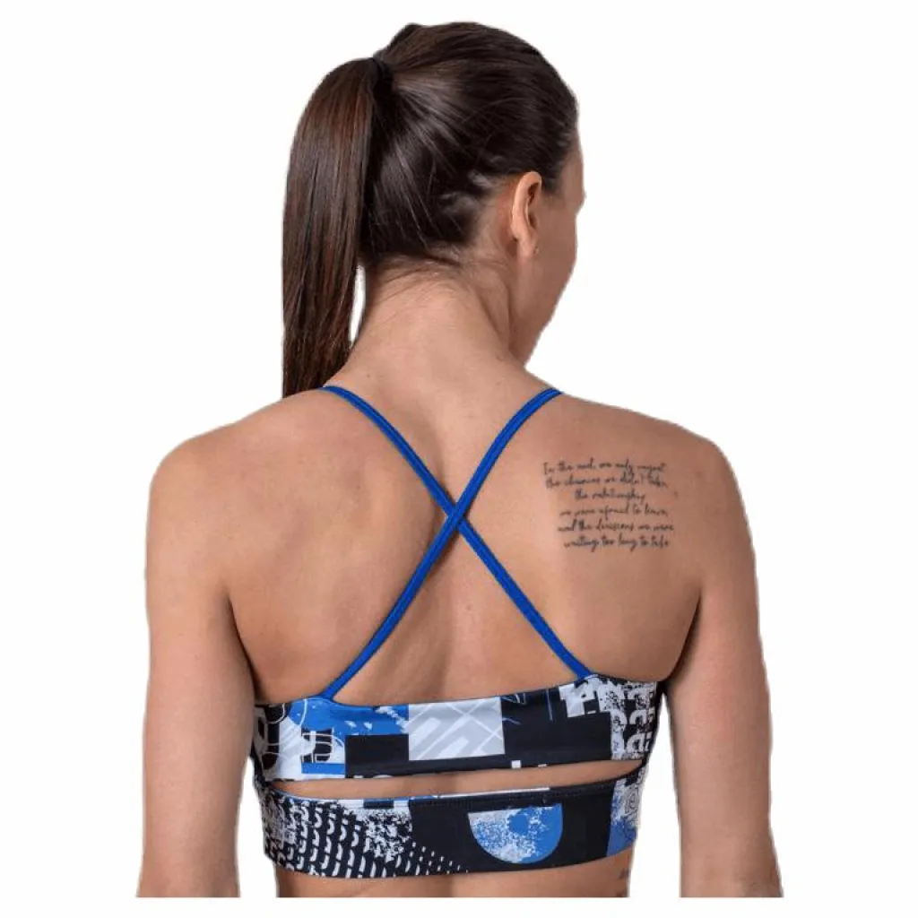 Reebok Wor Myt Aop Bra Blue/Black Flerfärgad Discount
