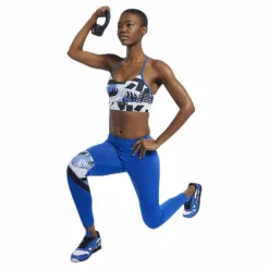 Reebok Wor Myt Aop Bra Blue/Black Flerfärgad Discount