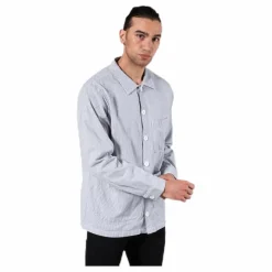 Dedicated Worker Jacket Sala Thin Stripes Blue Blå Outlet