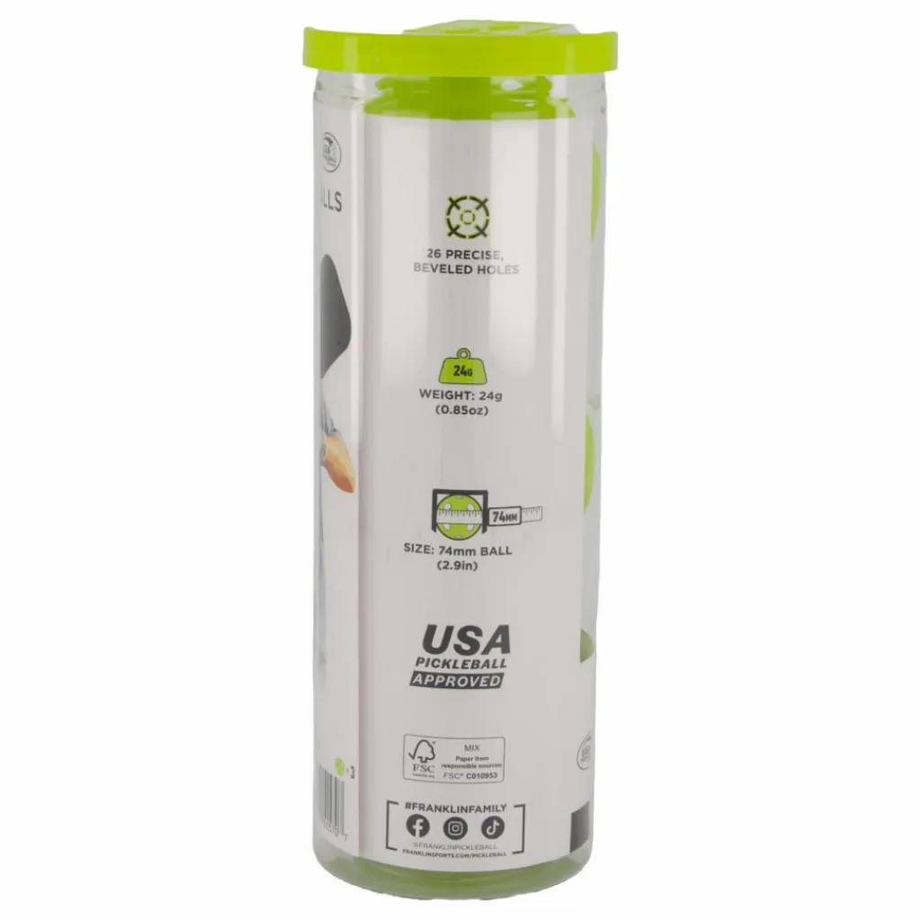 X-26 Indoor Pickleball 3 Pck. Lime-white*Franklin Clearance