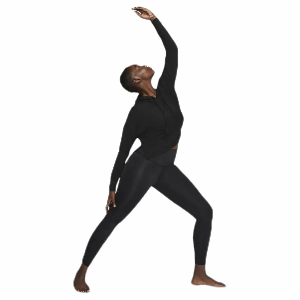 Nike Yoga Jersey Crop Hoodie Black Svart New