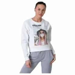 Only Ziggy L/S O-Neck Box Swt White Vit