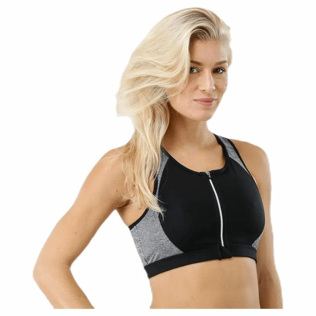 Stay in place Zip Bra Grey Grå