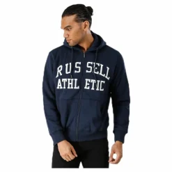 Russell Athletic Zip Through Tackle Twill Hoody Blue Blå Clearance
