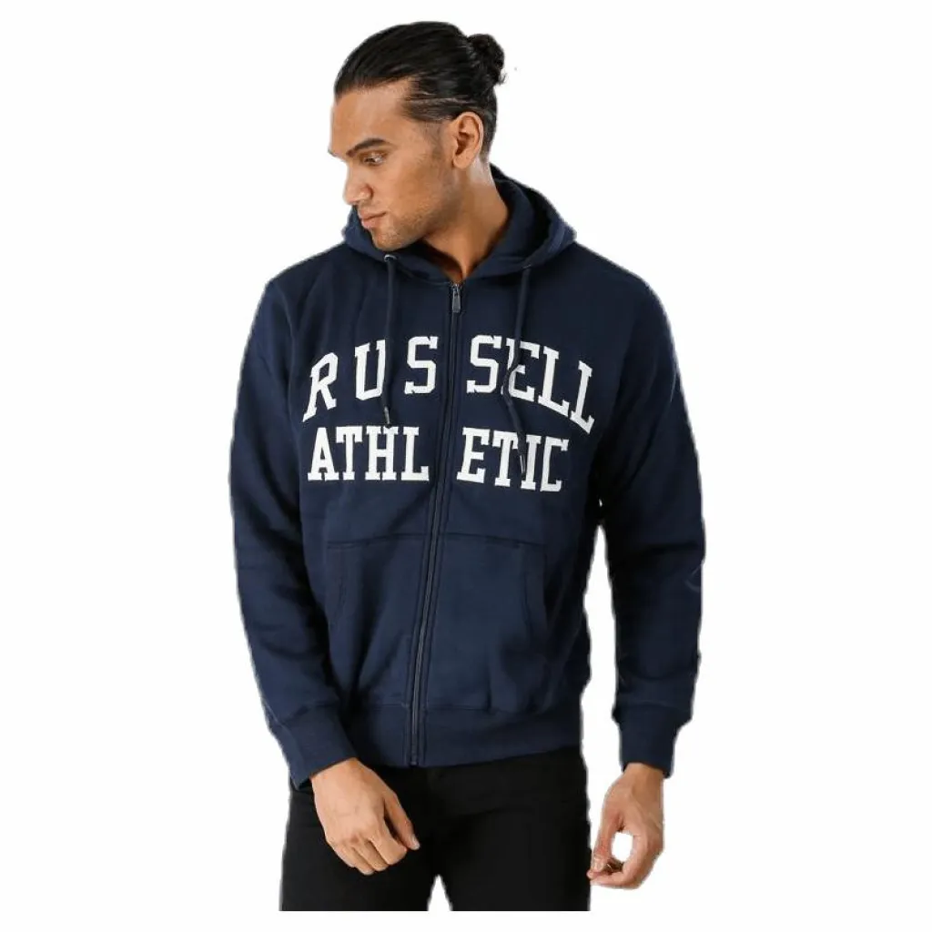 Russell Athletic Zip Through Tackle Twill Hoody Blue Blå Clearance
