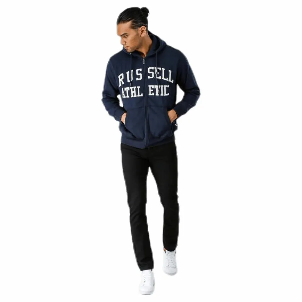 Russell Athletic Zip Through Tackle Twill Hoody Blue Blå Clearance
