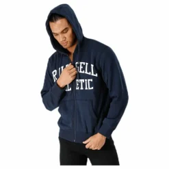 Russell Athletic Zip Through Tackle Twill Hoody Blue Blå Clearance